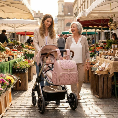 Maman sac à langer poussette rose matelassé tapis à langer pliable marché ville famille