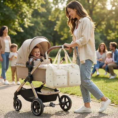 sac à langer poussette ultra-organisé motif fleur robuste