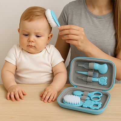 Trousse de toilette bebe ustensiles brosse cheveux