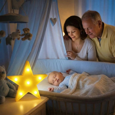 veilleuse bebe etoile couleur jaune design enchanté decoration apaisante appartement grand-père