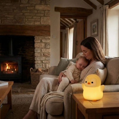 Bébé dort bras maman veilleuse chambre bébé design pingouin mignon-apaisante toucher doux maison 