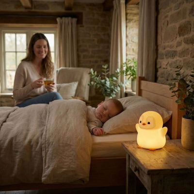 Bébé dort veilleuse chambre bébé design pingouin mignon temps charge 4 heures doux