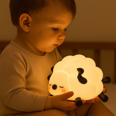 Bébé porte veilleuse nouveau né design mouton silicone souple securisée mignonne